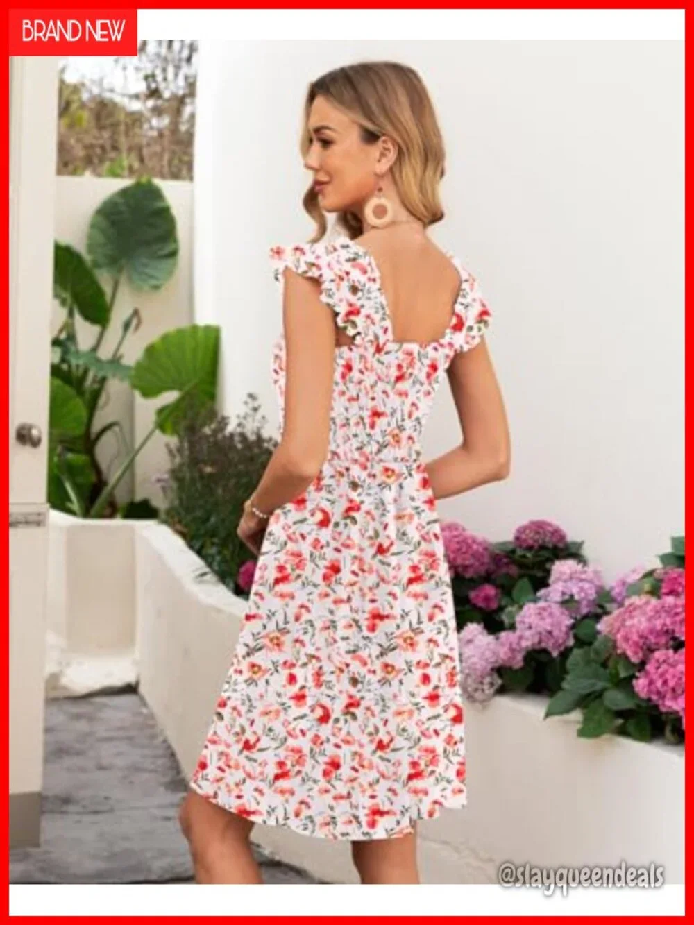 Sleeveless Square Neck Floral Smocked A-Line Sundress
